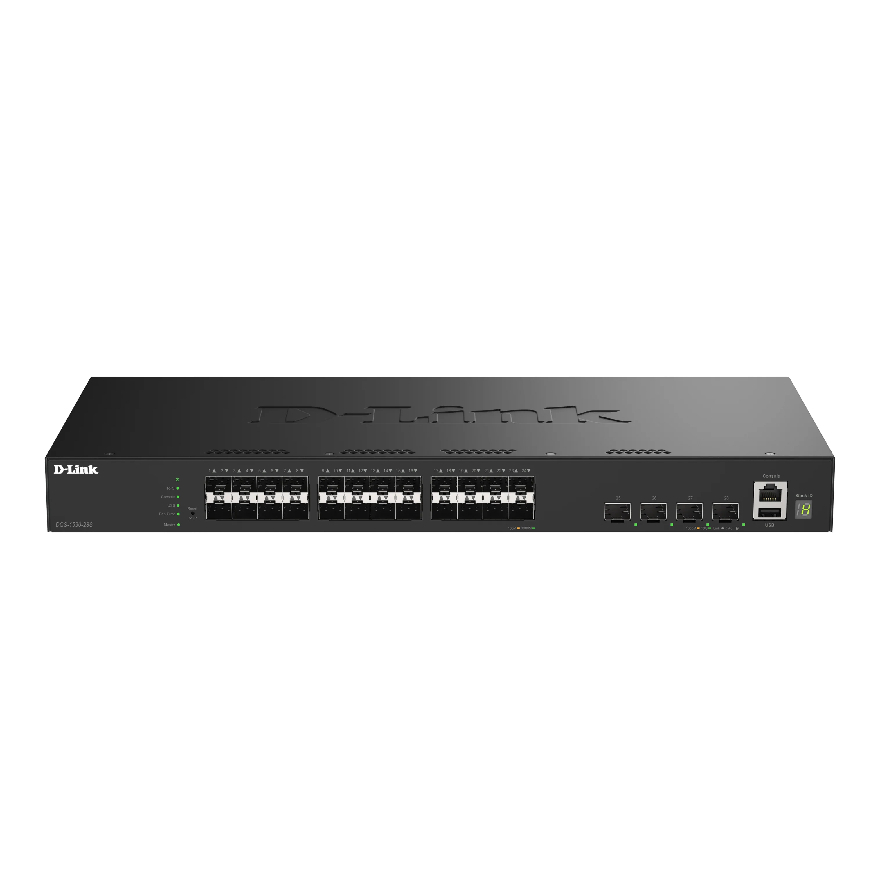 28-Port Gigabit Stackable Managed Ethernet Fiber Switch with 10GbE Uplinks (DGS-1530-28S) | 24 x 1GbE SFP Ports+ 4x 10GbE SFP+ Ports, L3 Lite, Rackmount, Follows NDAA/TAA