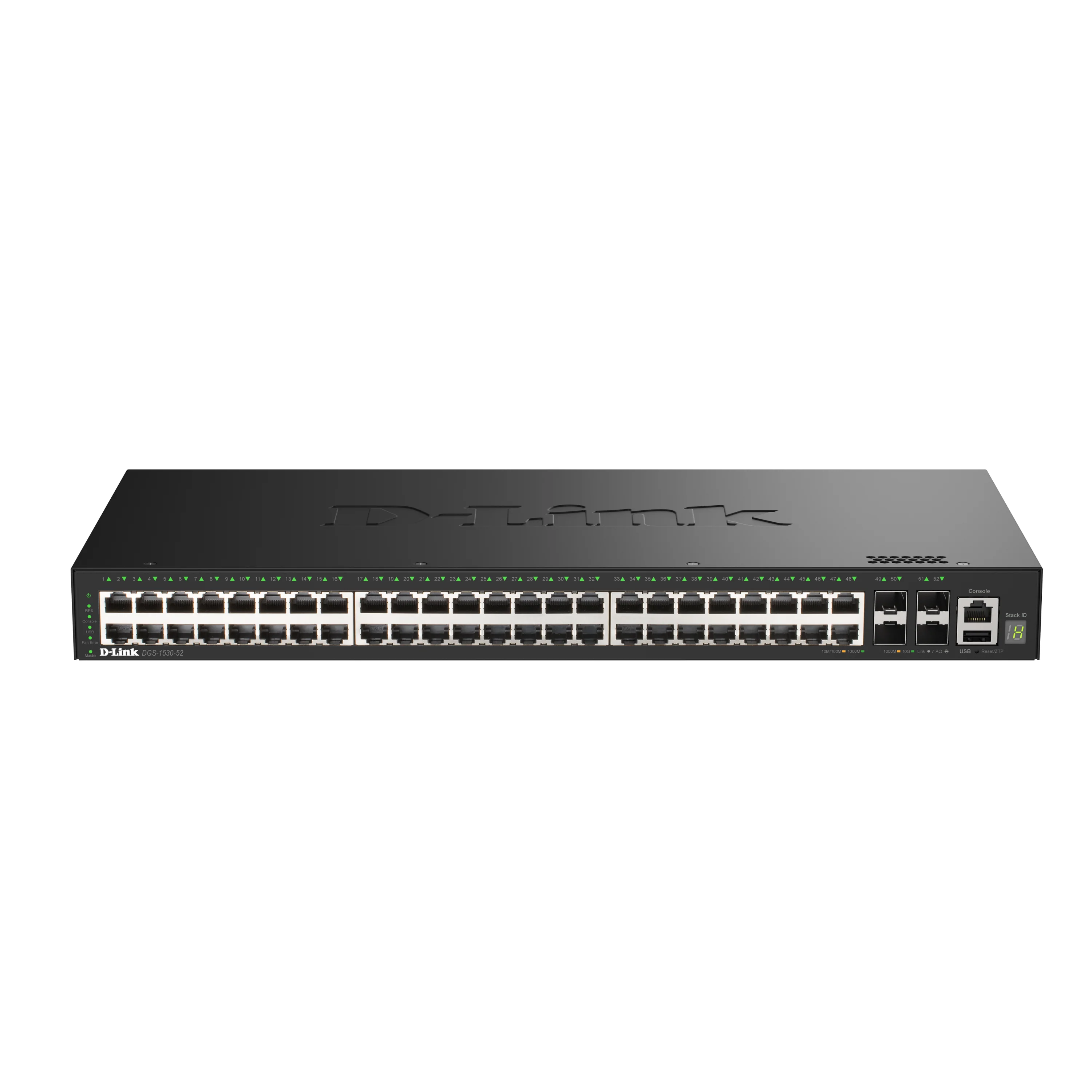 52-Port Gigabit Stackable Managed Ethernet Switch with 10GbE Uplinks (DGS-1530-52) | 48x 1GbE Ports + 4x 10GbE SFP+ Ports, L3 Lite, VLANs, Rackmount, Follows NDAA/TAA
