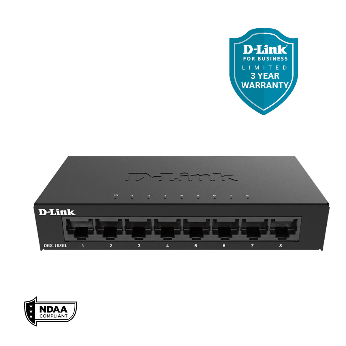 8 Port Gigabit Metal Unmanaged Desktop Switch - DGS-108GL - Image 2