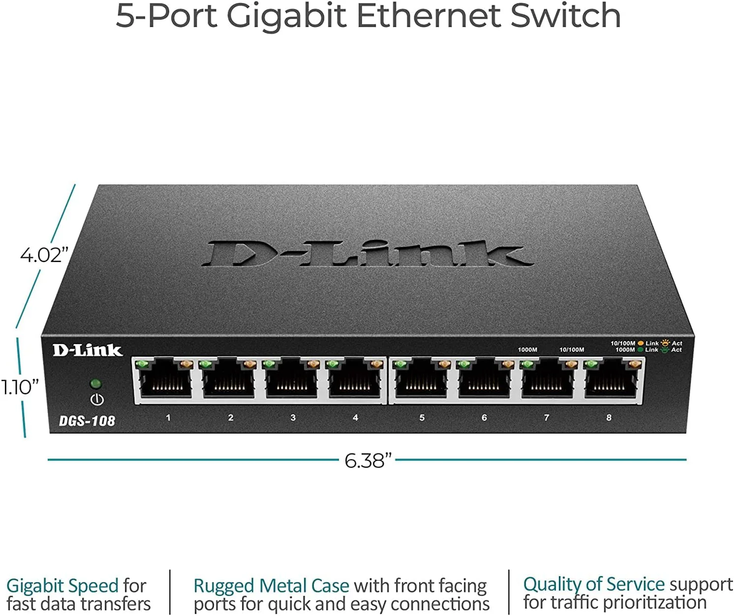 [Certified Refurbished] 8-Port Gigabit Metal Desktop Switch 2 Pack - DGS-108/2PK RE - Image 3