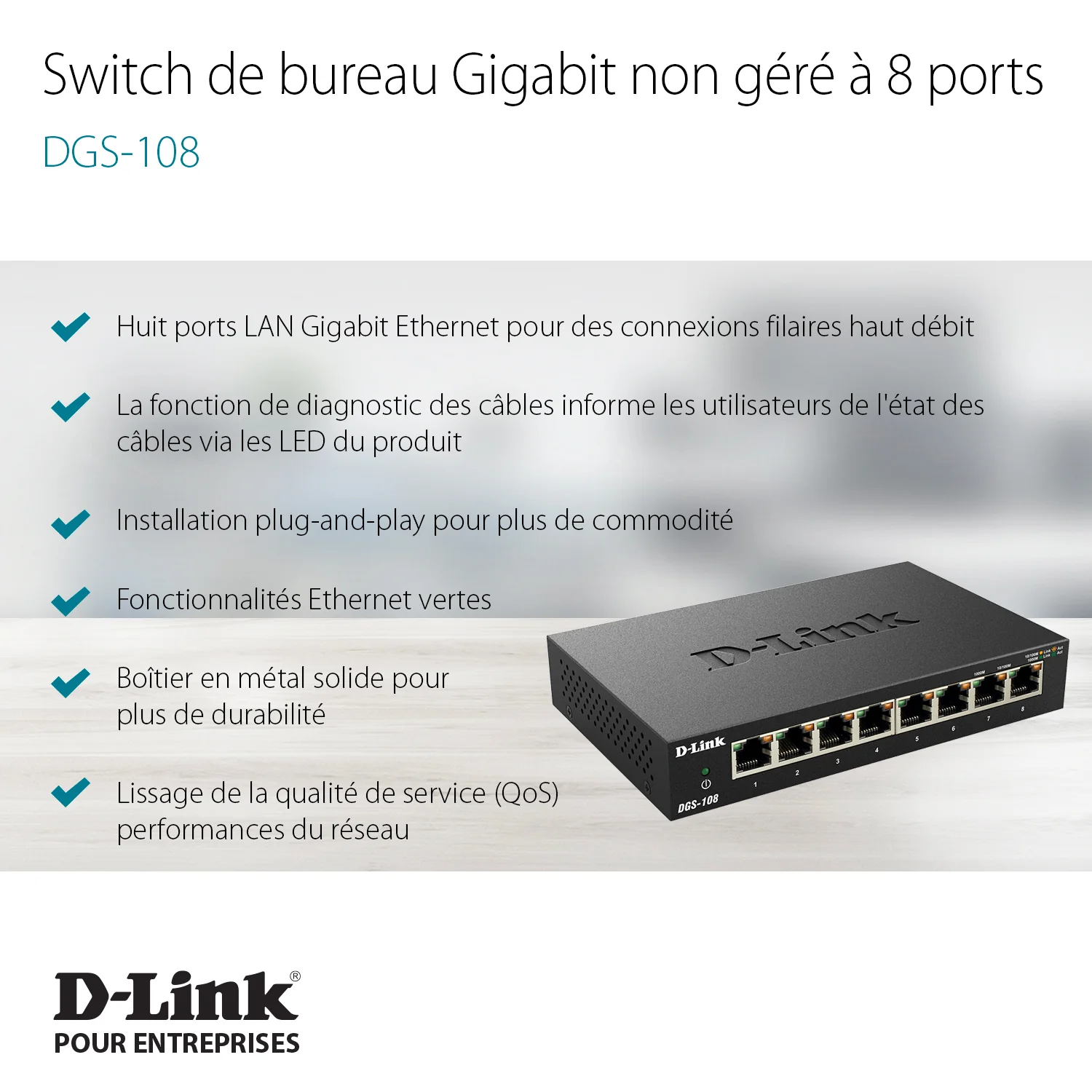 8-Port Gigabit Metal Desktop Switch - DGS-108 - Image 8