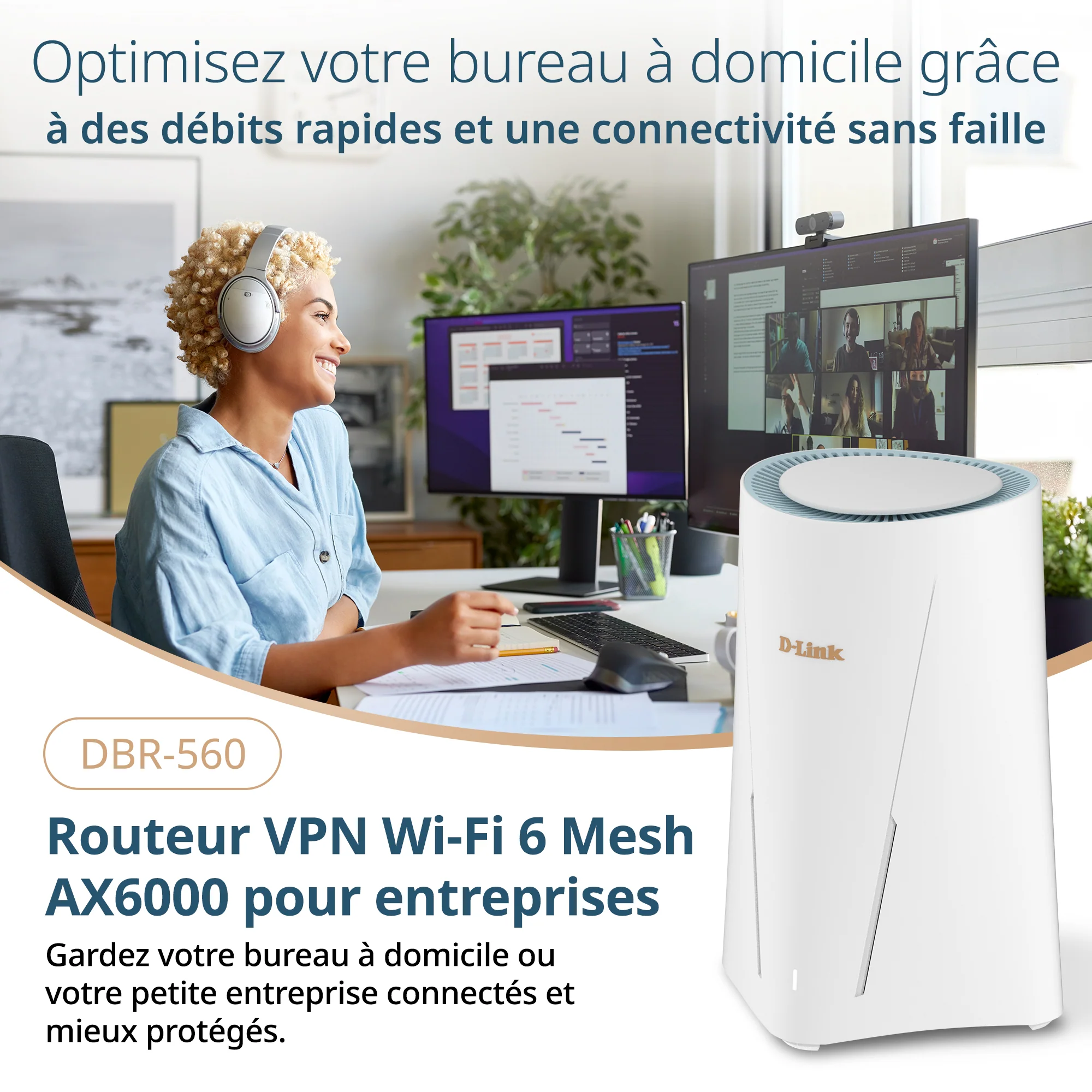 D-Link AX6000 Wi-Fi 6 Mesh VPN Business Router (DBR-560), 2.5 Gbps WAN, Enterprise-Grade Security Features, VPN, SPI Firewall, Mesh Expandable, USB-C File Sharing, Hybrid or Remote Work ready - Image 3
