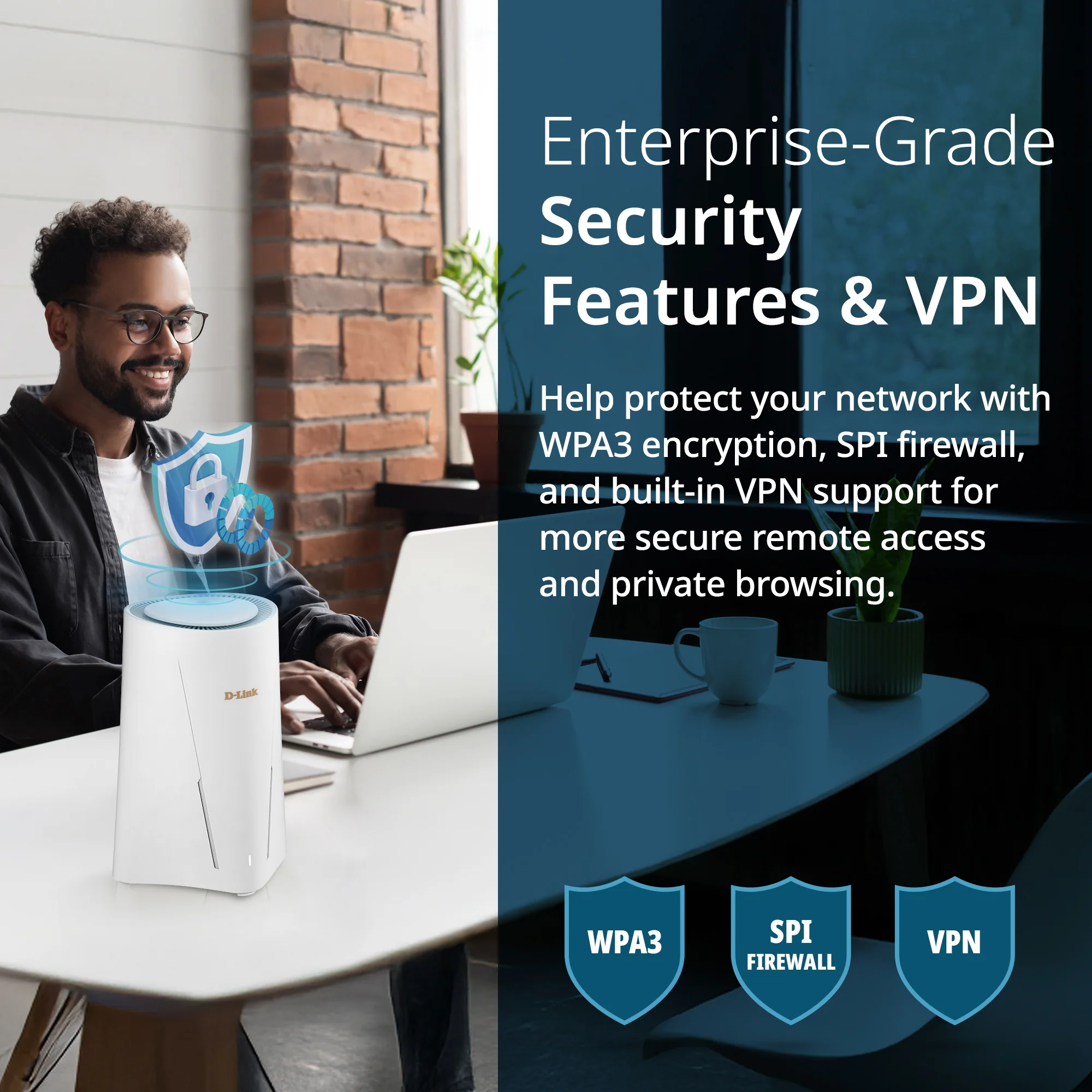 D-Link AX6000 Wi-Fi 6 Mesh VPN Business Router (DBR-560), 2.5 Gbps WAN, Enterprise-Grade Security Features, VPN, SPI Firewall, Mesh Expandable, USB-C File Sharing, Hybrid or Remote Work ready - Image 6