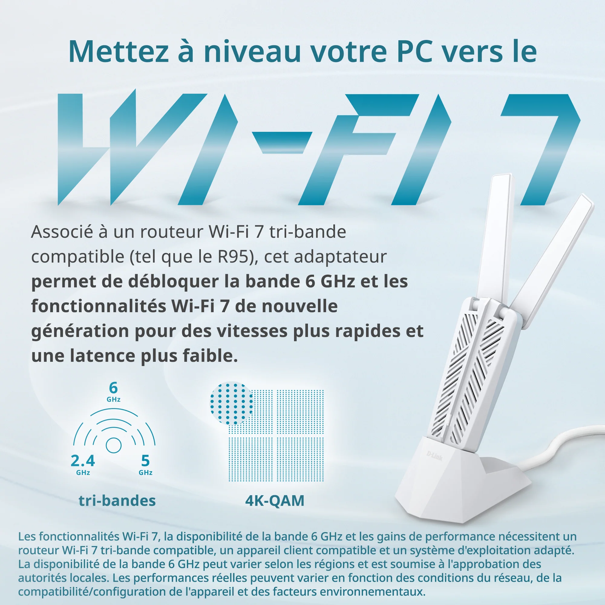 D-Link BE6500 Tri-Band Wi-Fi 7 Wireless USB 3.0 Adapter (AE65U) for Desktop or Laptop PC - Image 3