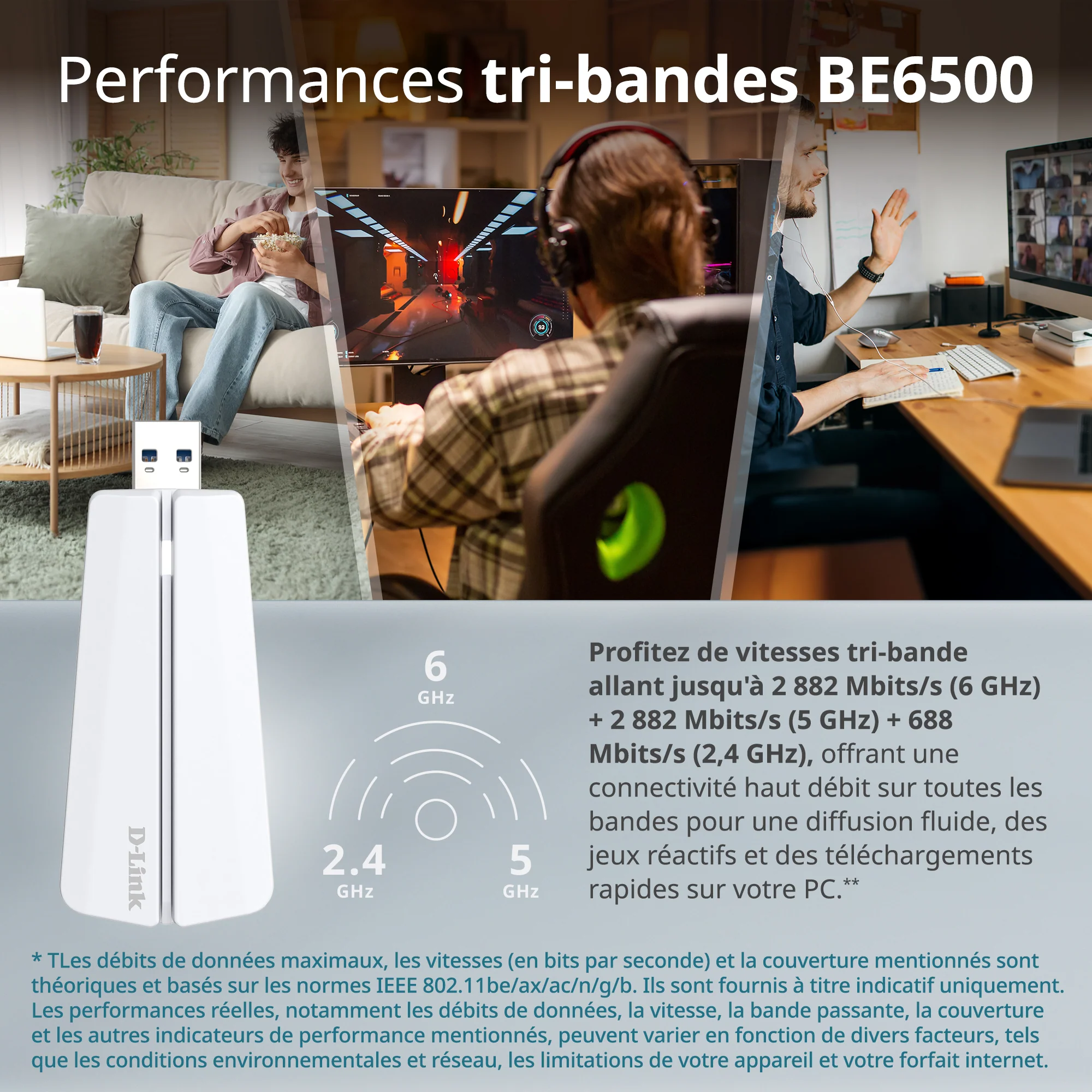 D-Link BE6500 Tri-Band Wi-Fi 7 Wireless USB 3.0 Adapter (AE65U) for Desktop or Laptop PC - Image 7