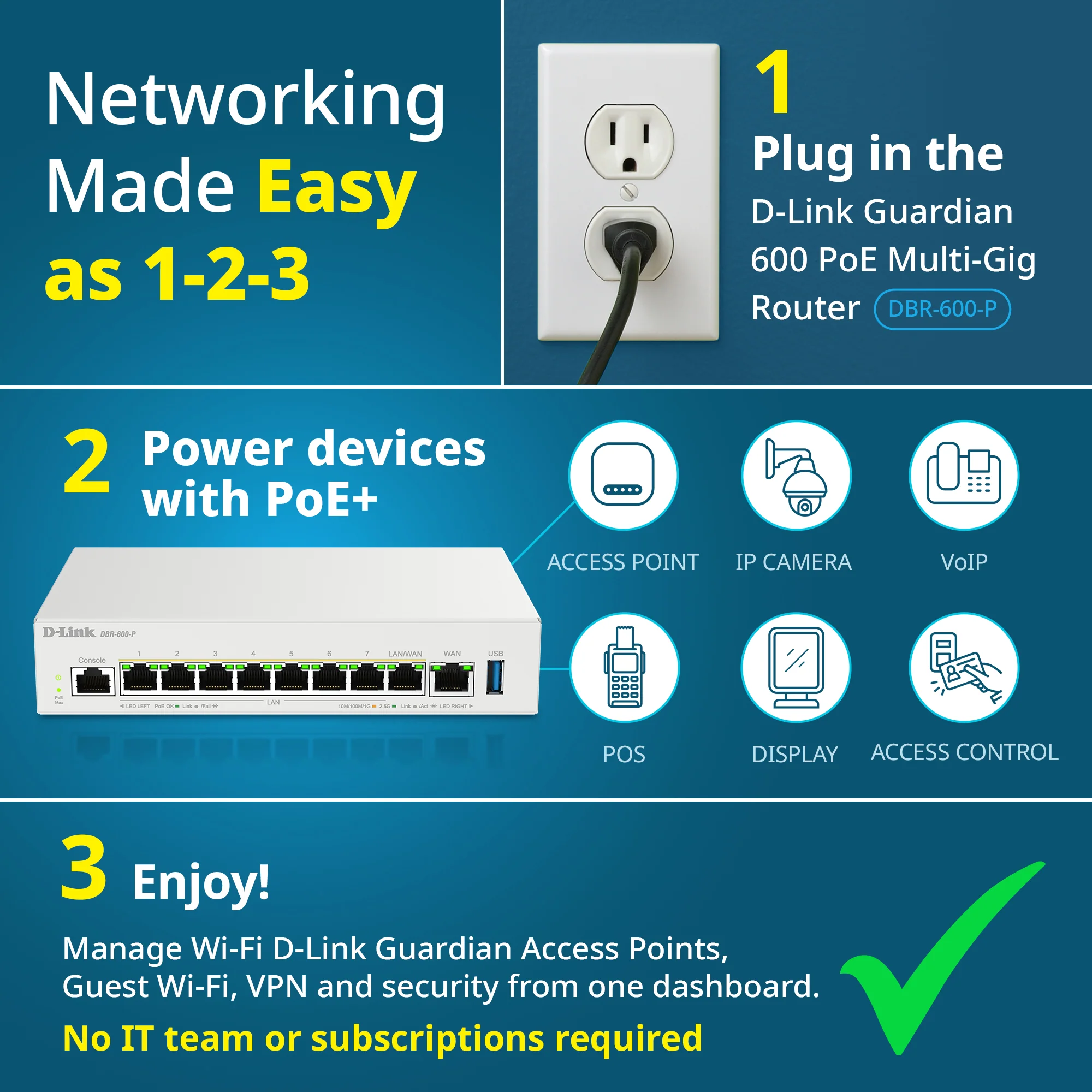 D-Link Guardian 600 PoE Multi-Gig Router (DBR-600-P) Premium Router with Multi-WAN Failover, SPI Firewall, 8x 2.5GbE PoE+ LAN, VPN, and Access Point Management (up to 10 APs) - Image 22