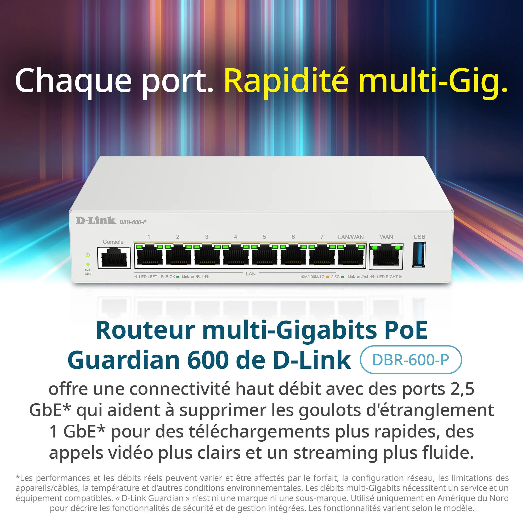 D-Link Guardian 600 PoE Multi-Gig Router (DBR-600-P) Premium Router with Multi-WAN Failover, SPI Firewall, 8x 2.5GbE PoE+ LAN, VPN, and Access Point Management (up to 10 APs) - Image 7