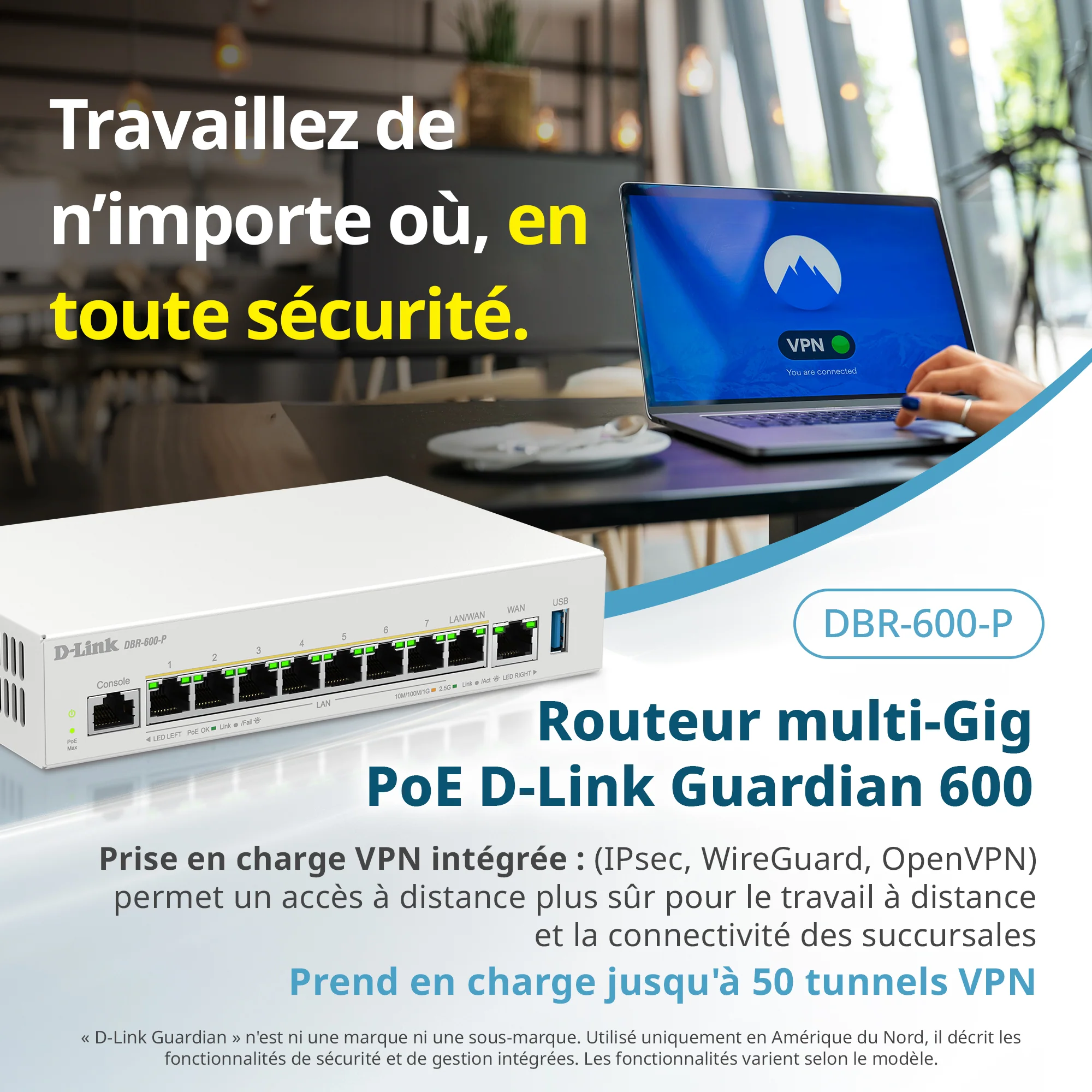 D-Link Guardian 600 PoE Multi-Gig Router (DBR-600-P) Premium Router with Multi-WAN Failover, SPI Firewall, 8x 2.5GbE PoE+ LAN, VPN, and Access Point Management (up to 10 APs) - Image 9
