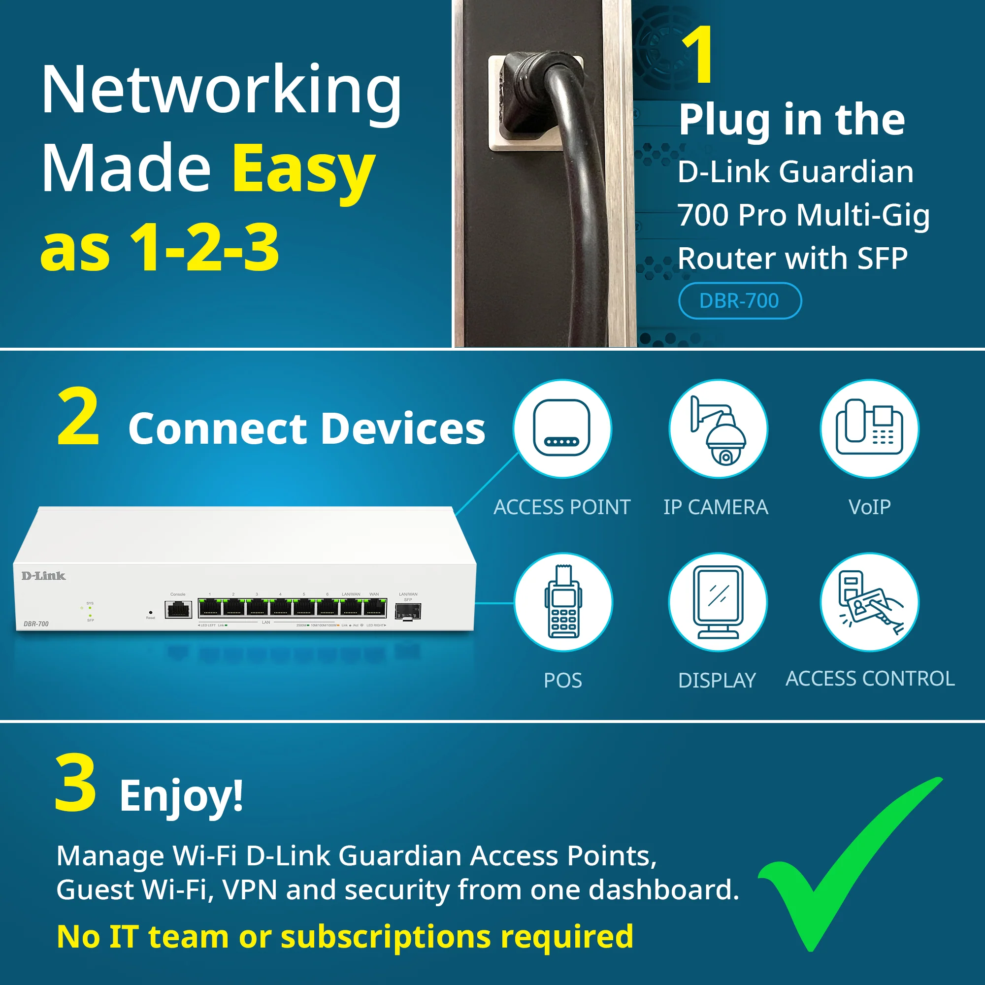 D-Link Guardian 700 Pro Multi-Gig Router with SFP (DBR-700), Premium Router with Multi-WAN Failover, SPI Firewall, 8x 2.5GbE LAN with SFP, VPN, and Centralized Access Point Management (up to 15 APs) - Image 26