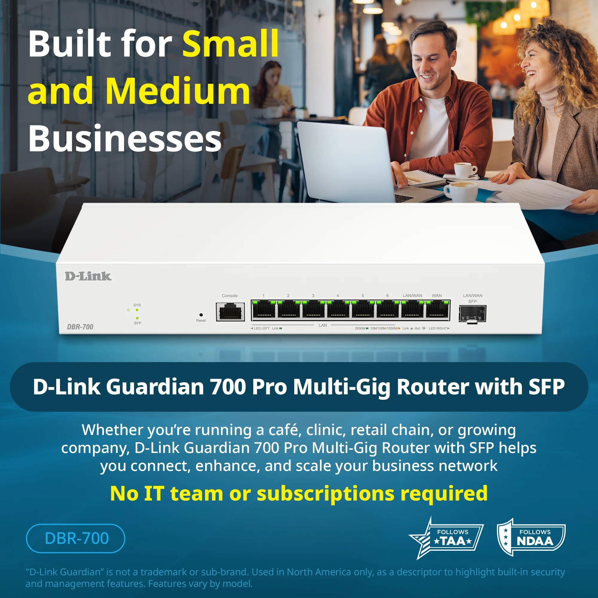 D-Link Guardian 700 Pro Multi-Gig Router with SFP (DBR-700), Premium Router with Multi-WAN Failover, SPI Firewall, 8x 2.5GbE LAN with SFP, VPN, and Centralized Access Point Management (up to 15 APs) - Image 4