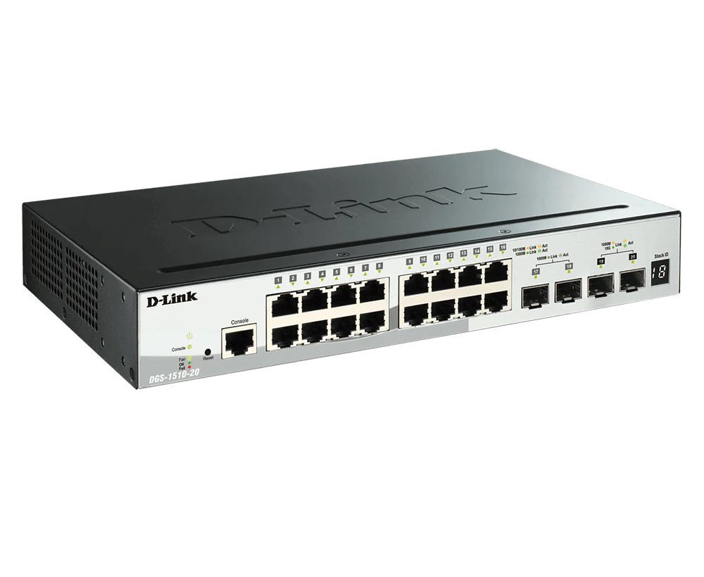 20-port Stackable Gigabit Switch including 2 x SFP ports & 2 x 10GbE SFP+ ports - DGS-1510-20 - Image 3