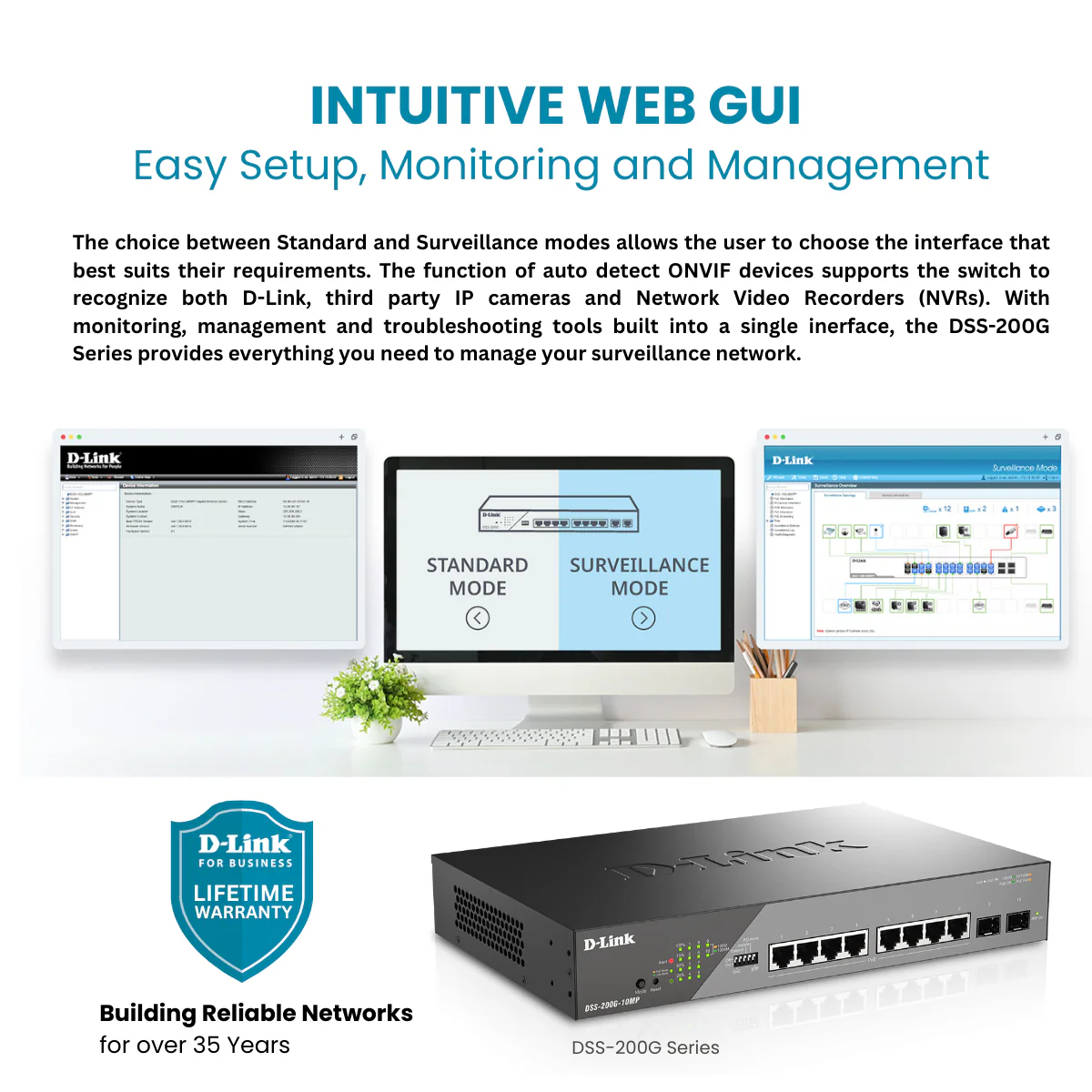 D-Link 8-Port Gigabit PoE+ Smart Managed Switch with 2 SFP Ports - DSS-200G-10MP - Image 7