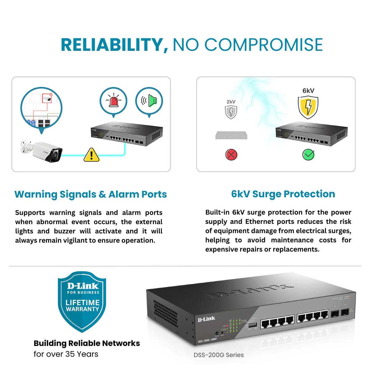 D-Link 8-Port Gigabit PoE+ Smart Managed Switch with 2 SFP Ports - DSS-200G-10MP - Image 9