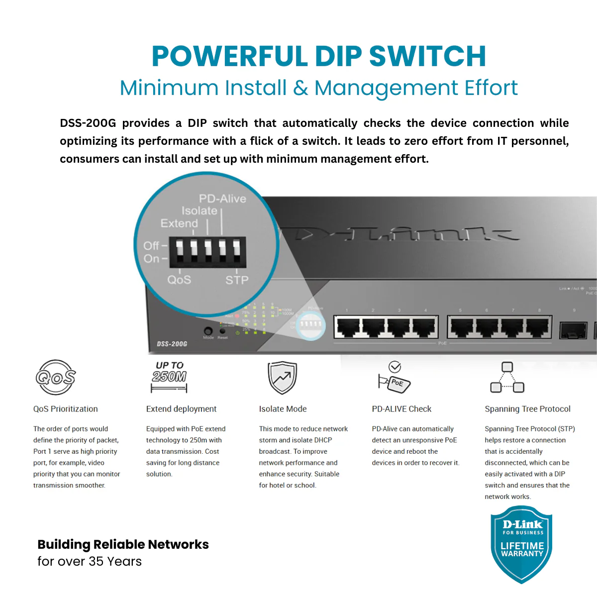 D-Link 8-Port Gigabit PoE++ Smart Managed Switch with 2 SFP Ports - DSS-200G-10MPP - Image 6
